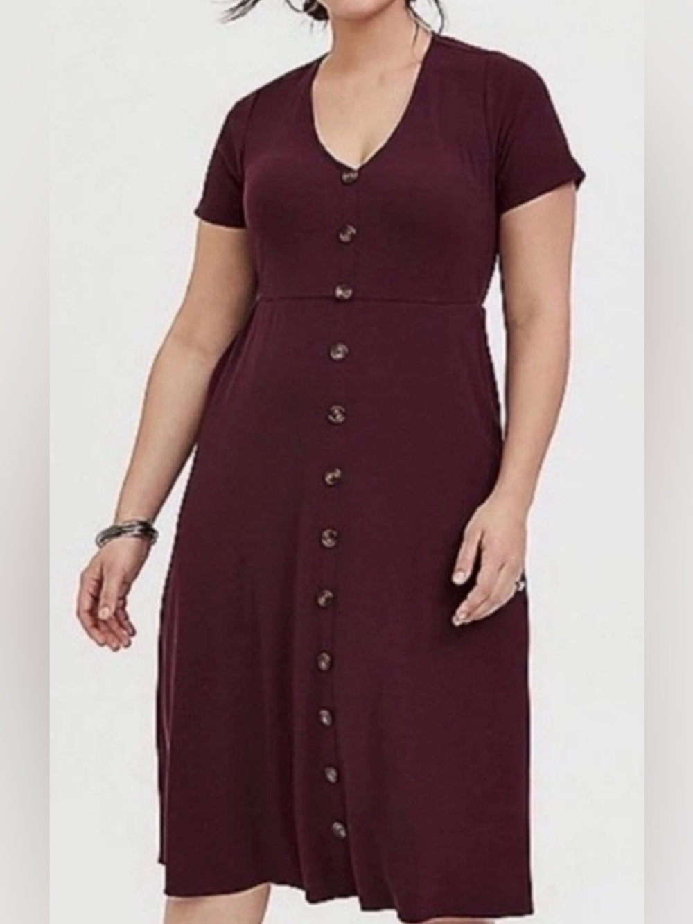 Torrid Burgundy Button Down Ribbed Dress Size 12